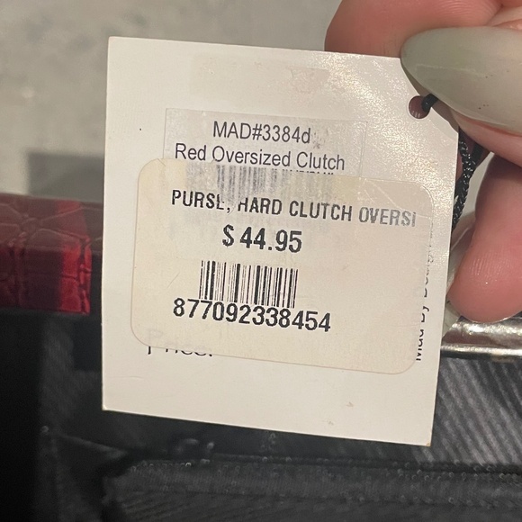 🌟 Mad by Design Red Croc Clutch Purse | Silver Frame | NWT - Picture 7 of 7